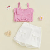 Adorable Baby Girl Sleeveless Top and Shorts Set with Cute Butterfly Print for Summer Outfit 2 Pieces Set - Lootquake