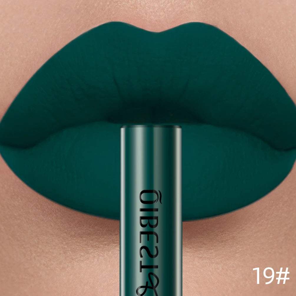 QIBEST Rouge à lèvres liquide mat Waterproof longue tenue Velours Gloss à lèvres Tube de teinte Pigment Nude mat Rouge à lèvres Maquillage des lèvres