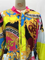 2024 Spring Summer New Cross-border Wishdress Women's Clothing Artistic Printing Plenty Folds Seven-half Sleeves Long Dress - Lootquake