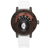 Reloj de madera natural para hombre, con brújula y esfera giratoria, de madera de nogal, ébano y bambú, de cuarzo, color marrón