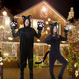 5Pcs Sets Cat Paw Gloves Winter Cute Cartoon Girl Open Finger Gloves Bell Headband Fox Cat Ear Headwear