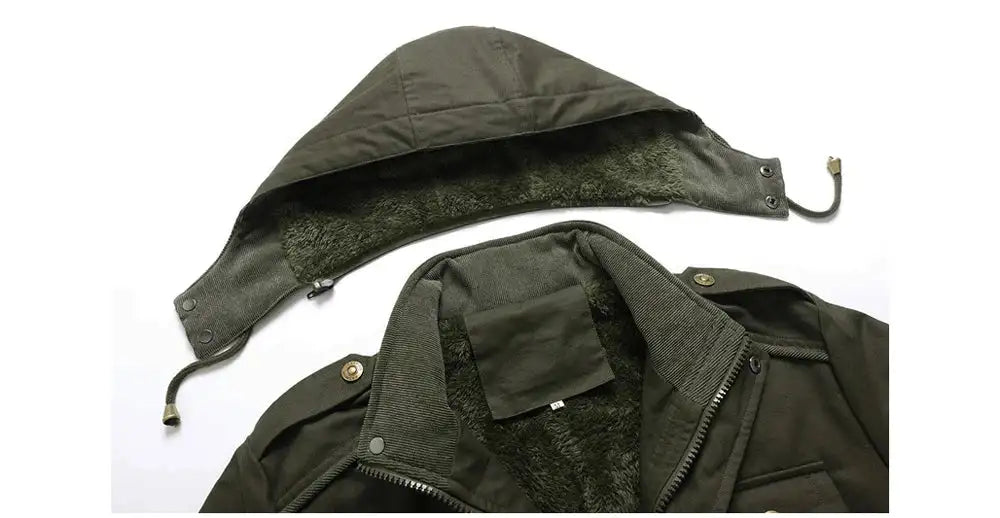 Winter Men's Warm Padded Jackets Fashion Men Fleece Lined Thermal Hooded Coats Men Mountain Ski Windbreaker Jackets Clothing - Lootquake