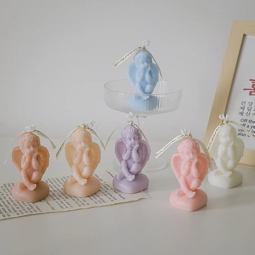 Vela perfumada con forma de ángel para decoración de habitación, estilo nórdico, que alivia la fatiga y crea un ambiente festivo para bodas y cumpleaños.