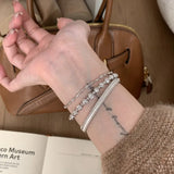 Classic silver 925 Light Luxury Round Bead Lace Brushed bracelet for women New in Simplicity Fashion bangles banquet Jewelry - Lootquake