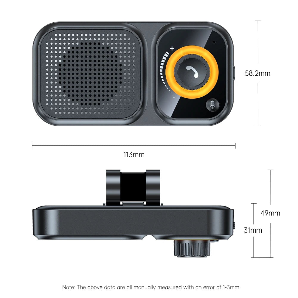 Altavoz Bluetooth 5.4, kit manos libres para coche, clip para visera, receptor de audio inalámbrico, altavoz, reproductor de música MP3 estéreo inalámbrico