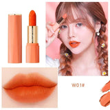 Orange Color Lipstick Lip Glaze Matt Silky Smooth Not Easy To Fade Lip Gloss Long Lasting Lip Stick Sexy Women Cosmetics Makeup