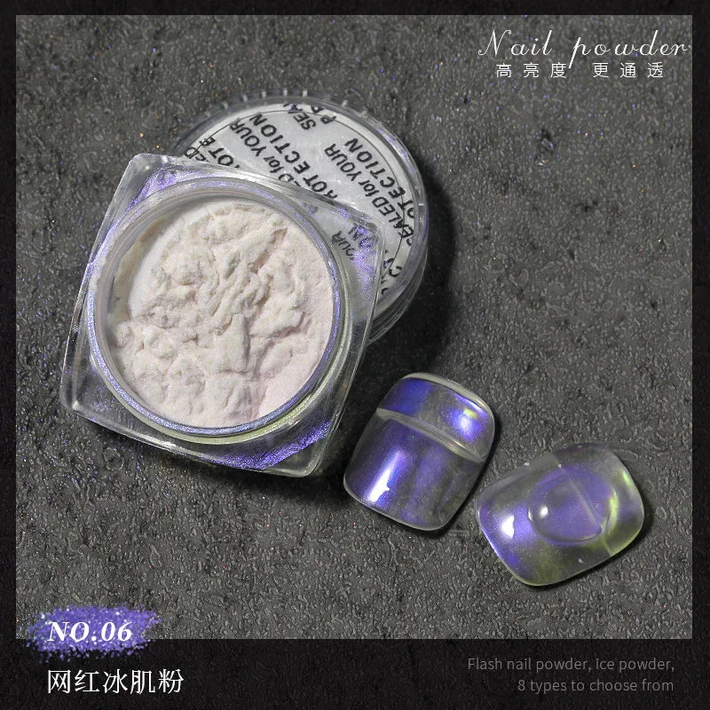 Ultra-Fine Aurora Nail Glitter Powder Sparkle Ice Transparent Polish Iridescent Nail Powder Multi Mirror Effect Glitter Dust