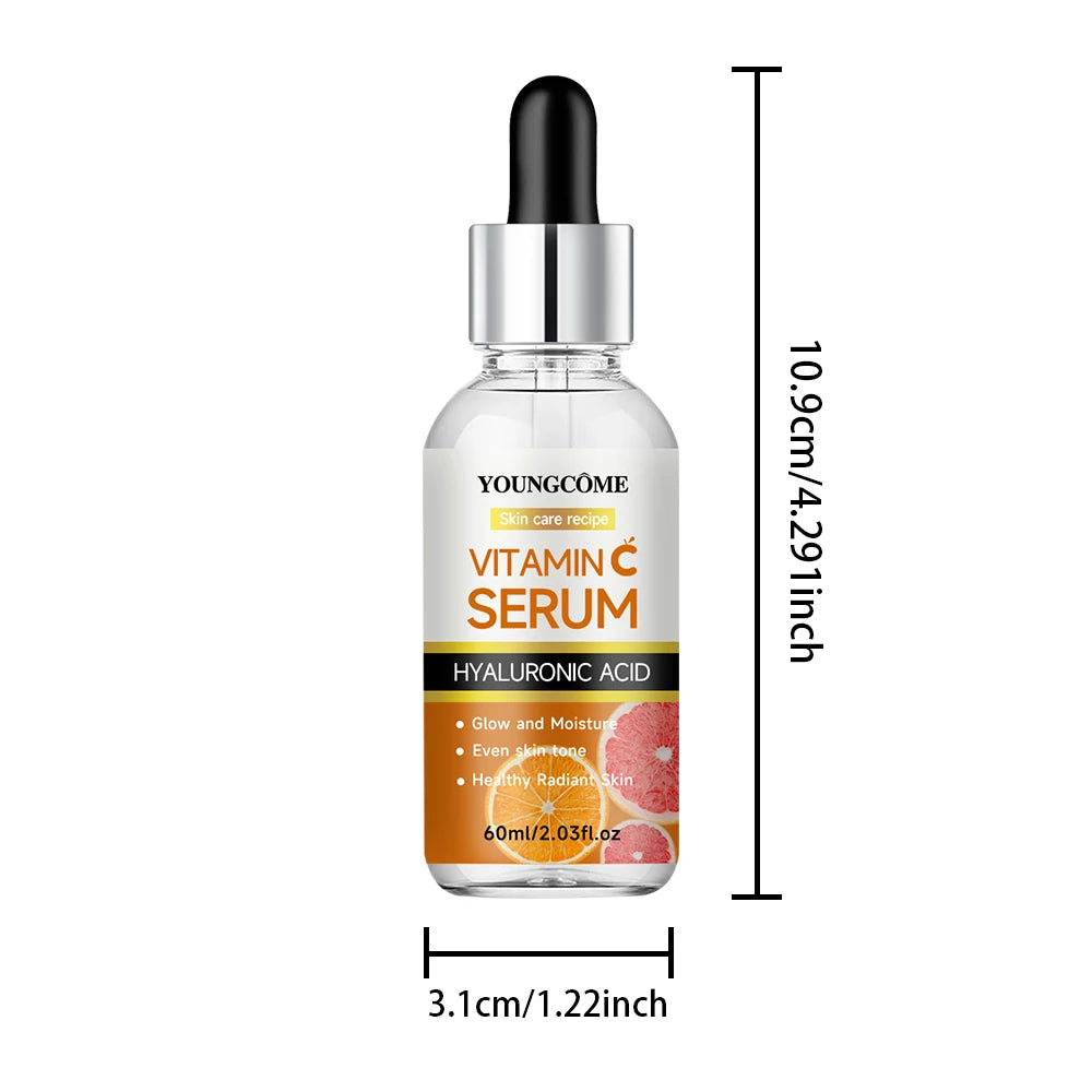 Suero facial con vitamina C, antiedad, blanqueador, iluminador, elimina manchas oscuras y pecas, con ácido hialurónico y vitamina E (40 ml/60 ml)