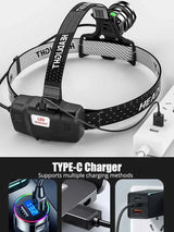 White Laser Fishing LED Headlamp Sensor XHP90 Headlight with 18650 Battery Flashlight USB Rechargeable Head Lights Torch Lantern - Lootquake