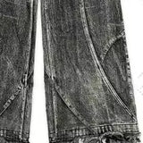 PFNW Spliced Design Washed Denim Jeans Men's Streetwear Fashion Straight Leg Denim Pants Hip Hop Trendy Trousers Spring 28W4634 - Lootquake
