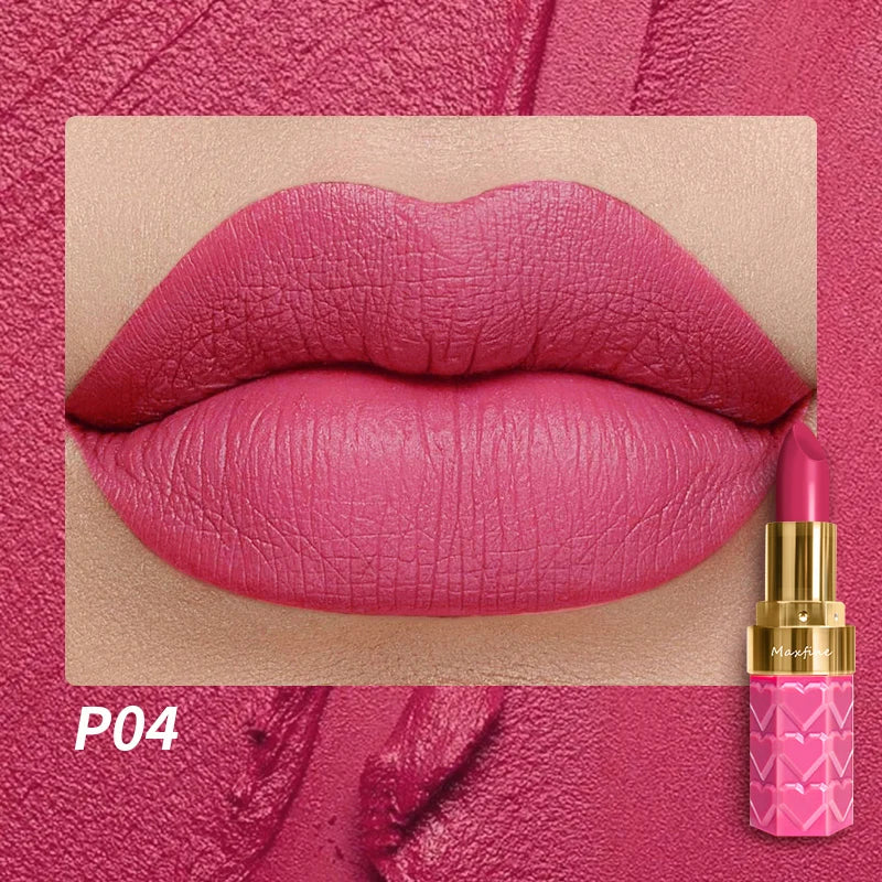Matte Lipstick, 18-Color, Long-Lasting, Non-Stick Cup, Fade-Resistant, Velvety Texture, Luxurious Hydrating Lip Makeup For All-D