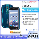 Unihertz Jelly 2 Mini smartphone 4 pouces Android 11 Helio P60 Octa Core débloqué 6 Go 128 Go NFC Téléphone portable 16 MP Infrarouge