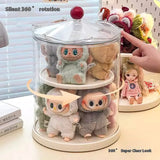 Labubu Rotating Display Box, Transparent Acrylic, Plush Doll Hand-Made Dust-Proof Labubu Pendant Storage Box.