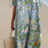Casual Short Sleeved V-neck Big Swing Dress 2024 New Women's Loose Printed Long Dress Female Retro Flower Print Pullover Dresses - Lootquake