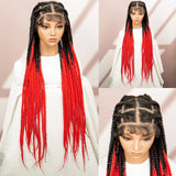 36" Orange Knotless Box Braids Wig | Transparent Full Lace | Baby Hair