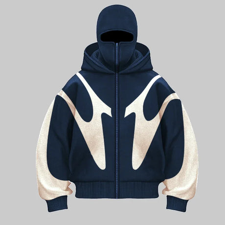 New Splicing Hip Hop Devil Pattern Hoodie Harajuku Double Hoodie Warm and Windproof Goth y2k Sweatshirt Design Hoodies Women - Lootquake