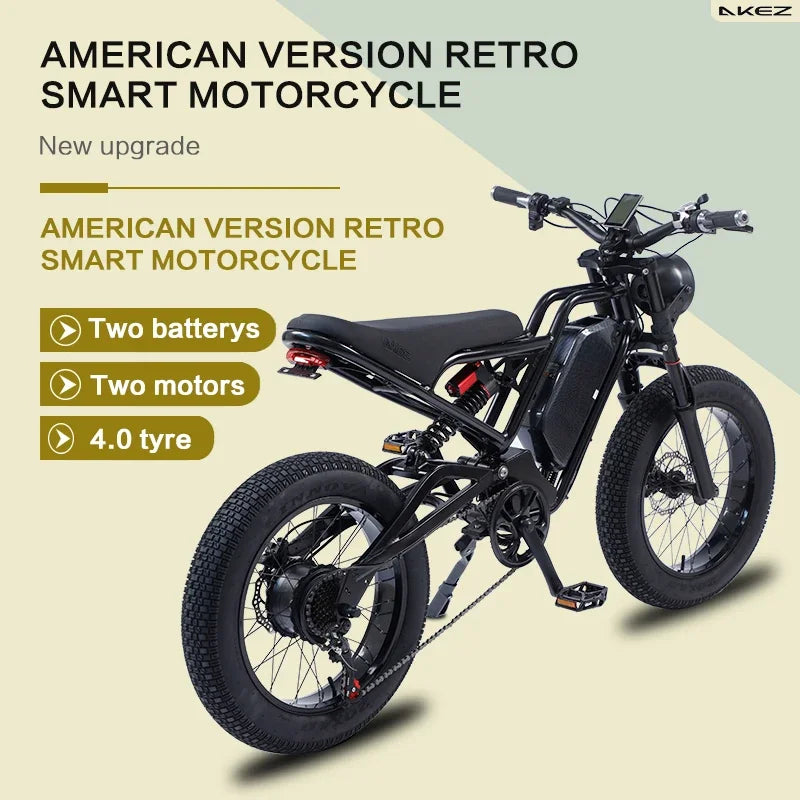 Bicicleta eléctrica AKEZ de 18 Ah, 1500 W, 48 V, para adultos, de 20 pulgadas, con freno hidráulico de aceite.