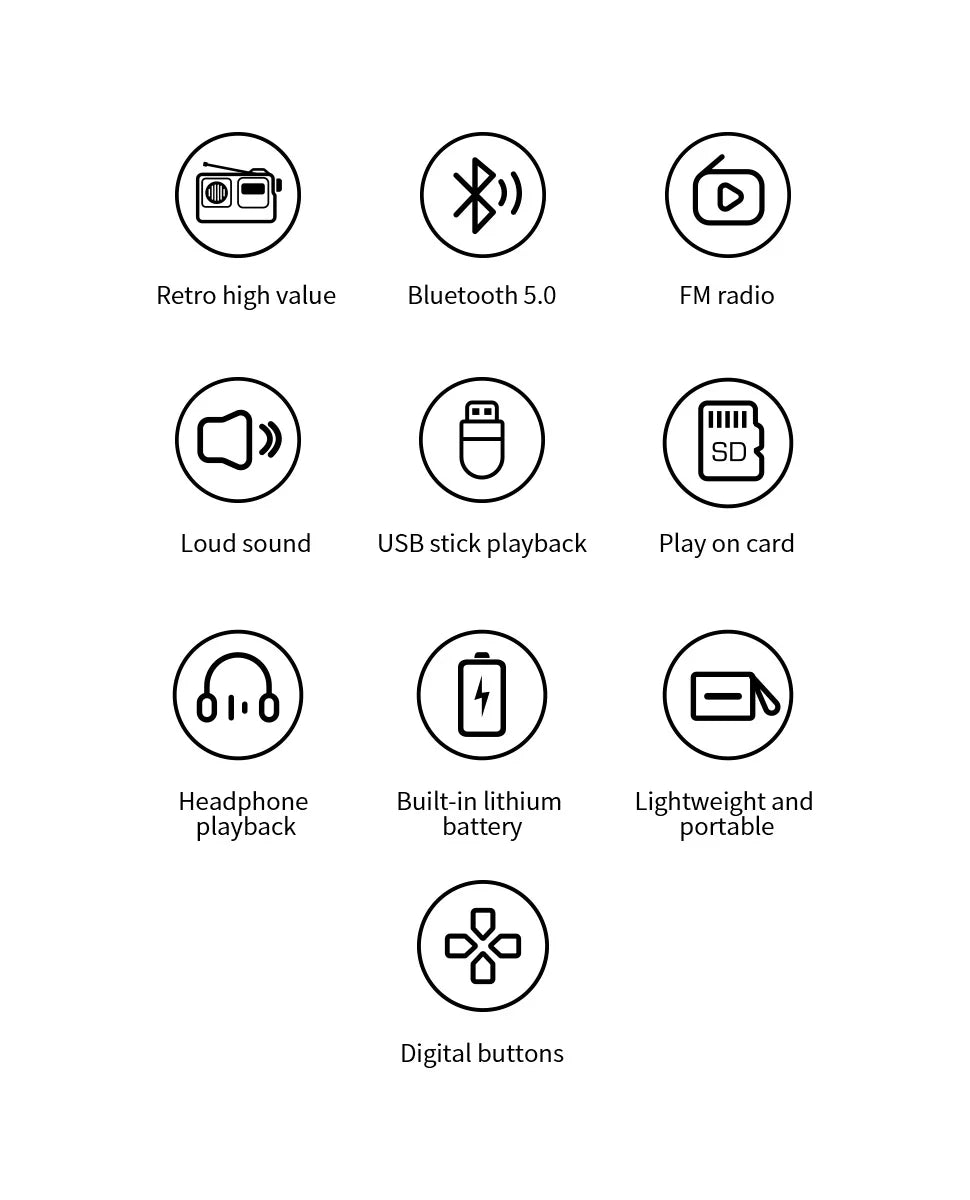 Enceinte Bluetooth ultra-portable MLOVE BV800 avec radio FM, écran LCD, antenne, entrée AUX, clé USB, carte TF, lecteur MP3