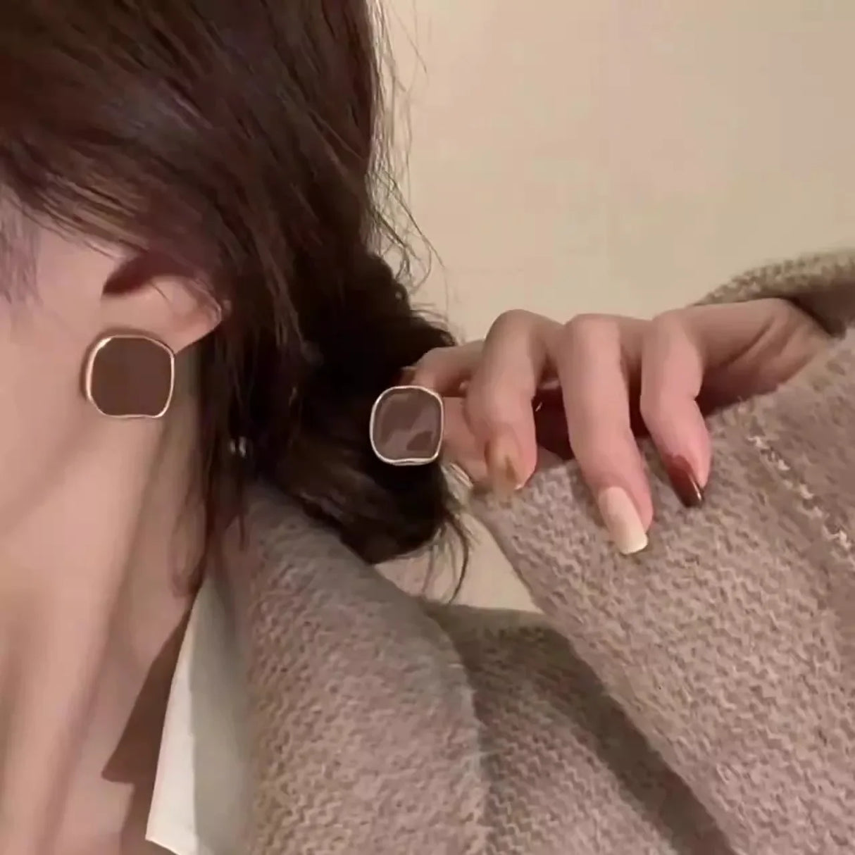 Classic Simple Geometry Square Black Enamel Stud Earrings for Women Charm Party Jewelry Stainless Steel Designer Ear Accessories - Lootquake