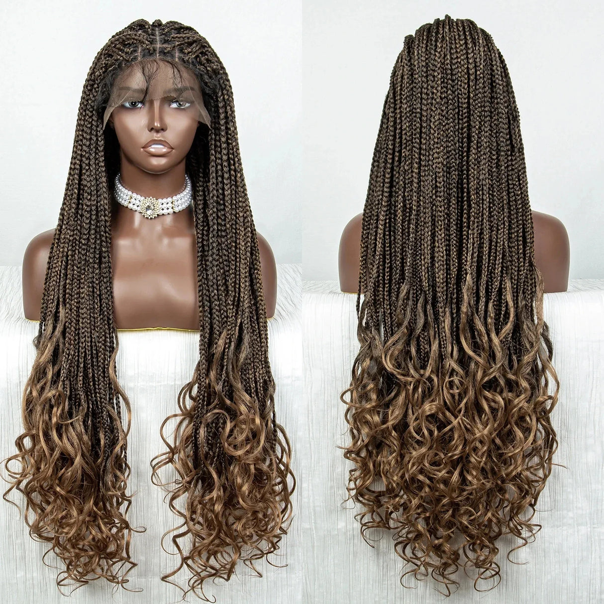 36" 613 Blonde Braided Wig | Lace Front | Baby Hair | Colored Braids