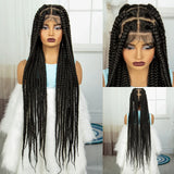 36" Orange Knotless Box Braids Wig | Transparent Full Lace | Baby Hair