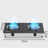 Estufa de gas de escritorio de doble placa de cocción para el hogar, cocina de fuego intenso con doble orificio y gas licuado natural.