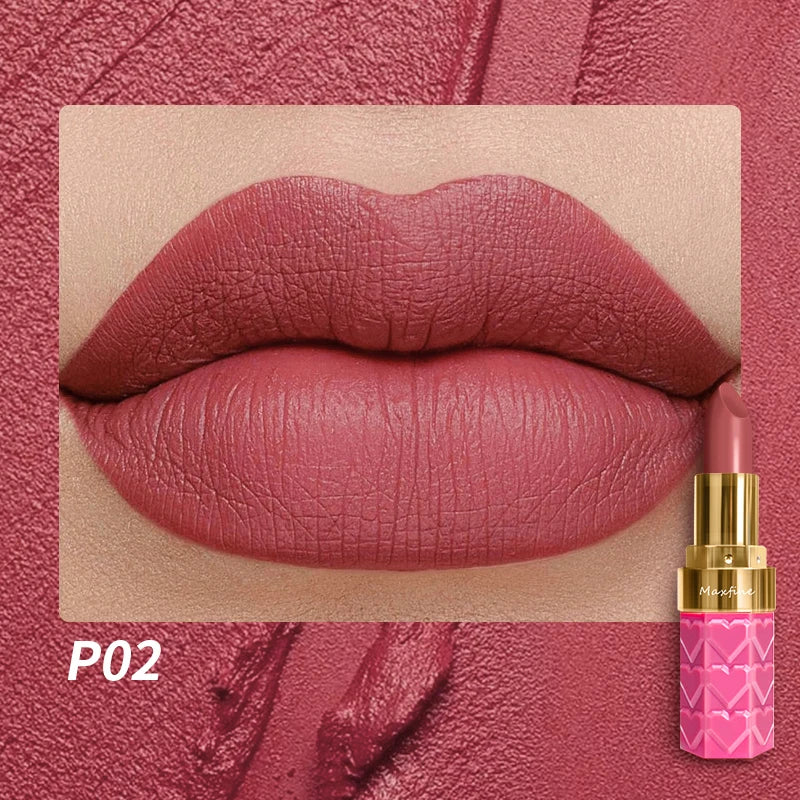 Matte Lipstick, 18-Color, Long-Lasting, Non-Stick Cup, Fade-Resistant, Velvety Texture, Luxurious Hydrating Lip Makeup For All-D