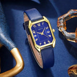 Luxury Fashion Square Women's Watches Brand Ladies Quartz Wristwatch Classic Simple Femme Blue Leather Band Relogio Feminino - Lootquake