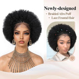 6" Afro Curly Braided Lace Front Wig | 250% Density | Brazilian Remy Hair | Short Curly Wig