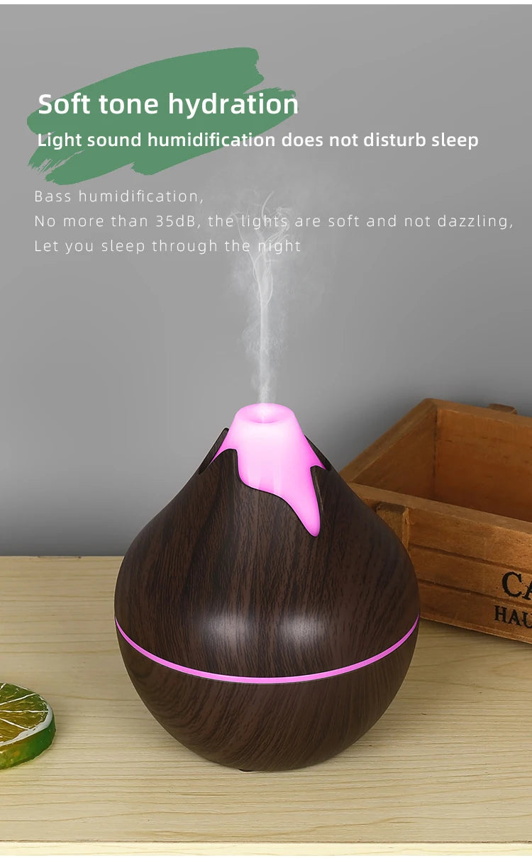 350ML USB aroma oil diffuser wood electric humidifier ultrasonic air humidifier mini aromatherapy LED light mist maker for home