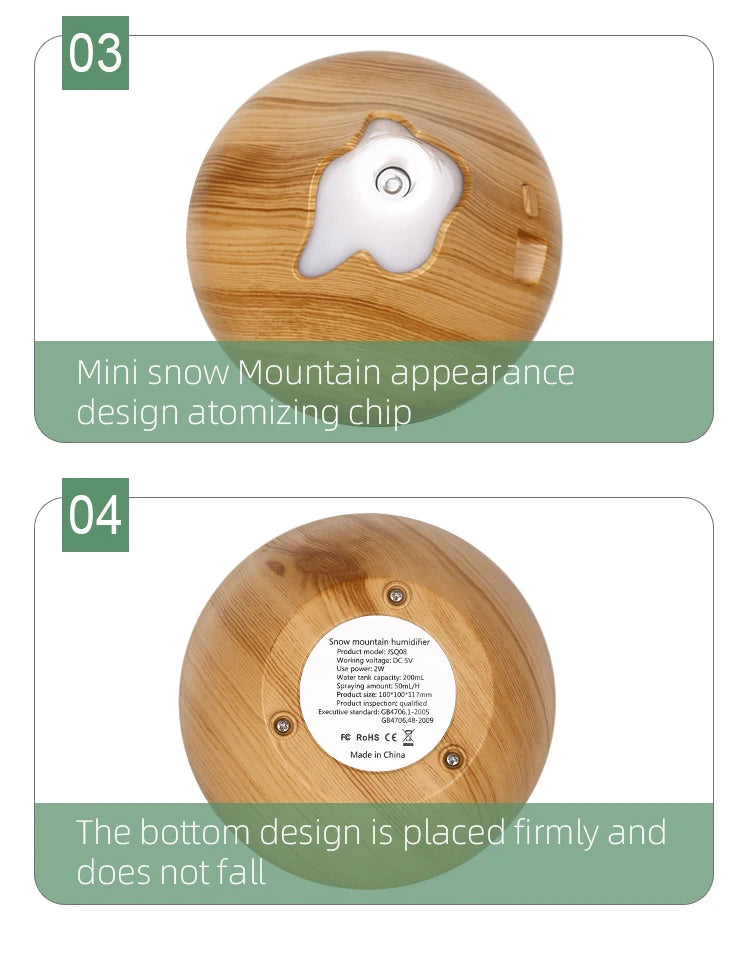 350ML USB aroma oil diffuser wood electric humidifier ultrasonic air humidifier mini aromatherapy LED light mist maker for home