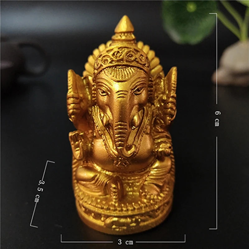 Ganesha Buddha Statue Elephant God Sculpture Ganesh Figurine Man-made Jade Stone Garden Home Decoration Accessories Statues