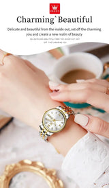 OLEVS Luxury Brand Quartz Watch for Women Stainless Steel Waterproof Ladies Wristwatch Fashion Diamond Dial Women's Watch New In - Lootquake