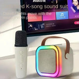 Machine de karaoké Bluetooth K12, système de haut-parleurs PA portable 5.3 avec 1 à 2 microphones sans fil, chant familial à domicile, cadeaux pour enfants