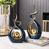 Abstract Ceramic Sculpture Golden Art Statue Modern Home Decor Accessories Living Room Desk Office Supplies Crafts Gifts
