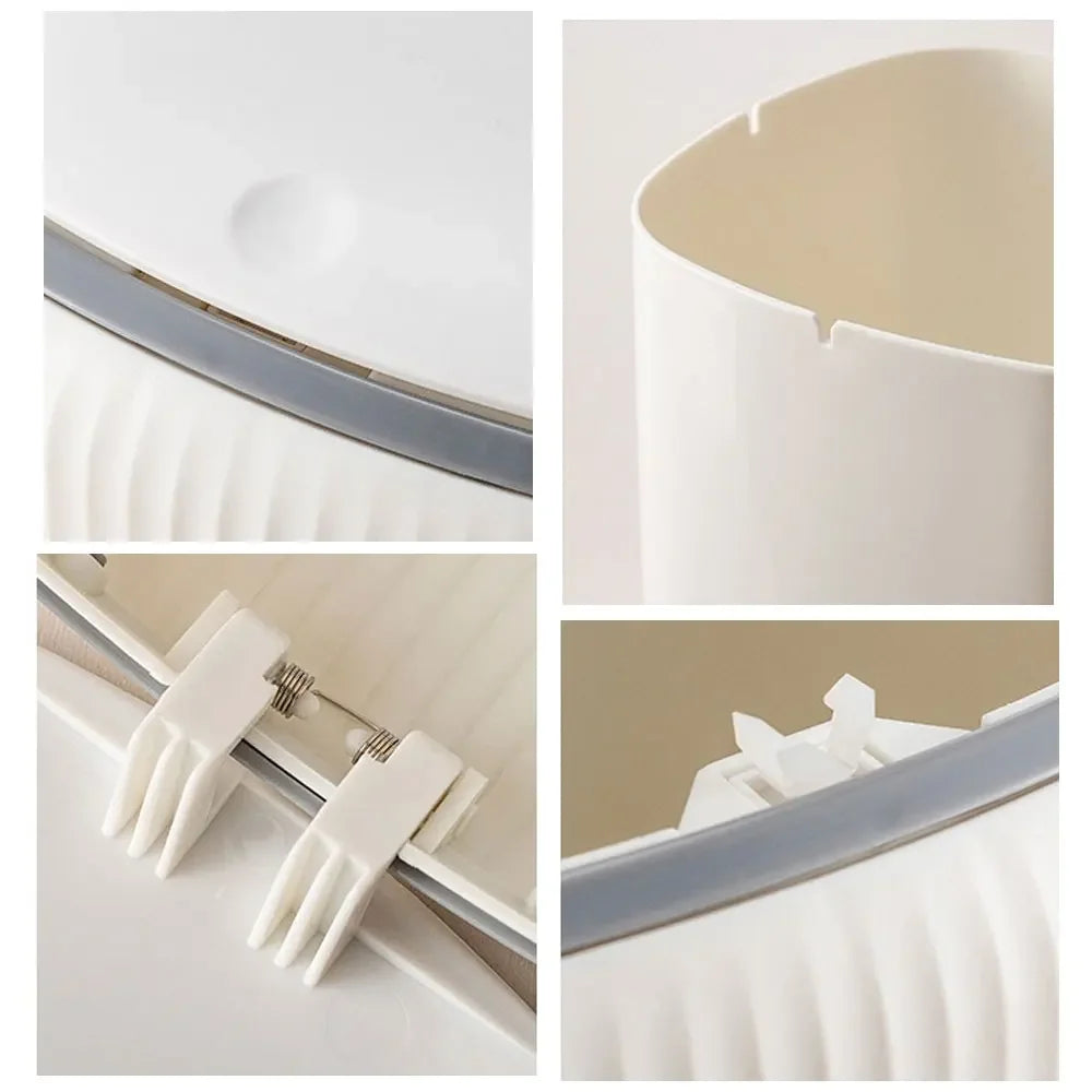 Cubo de basura de escritorio con tapa interior/exterior, doble barril, organizador de basura, caja de almacenamiento de escritorio de oficina para dormitorio, plástico duradero