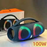 Portable Waterproof 100W High Power Bluetooth Speaker RGB Colorful Light Wireless Subwoofer 360 Stereo Surround TWS FM Boom Box