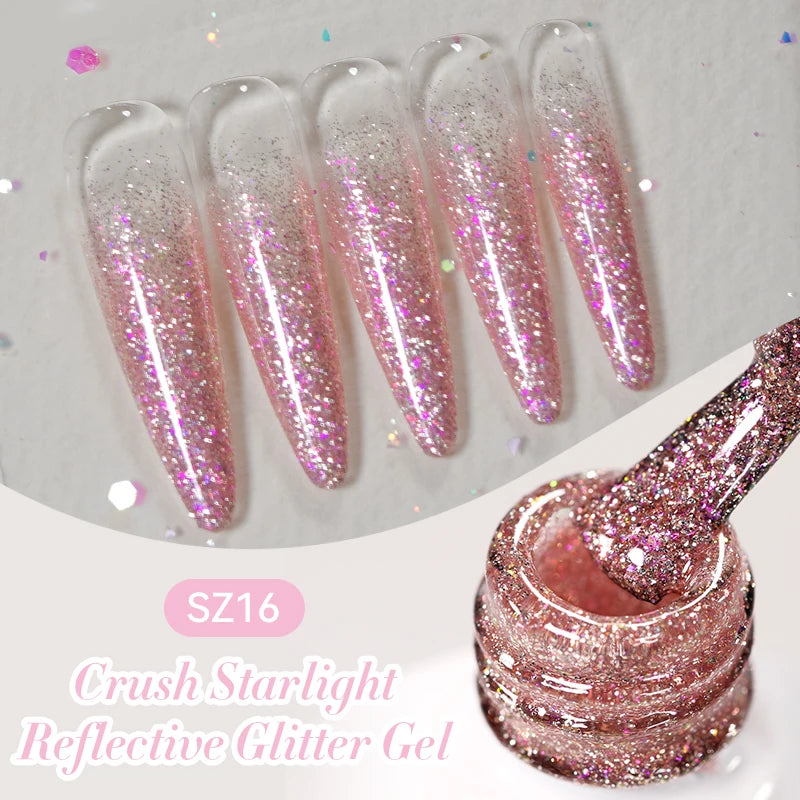 BORN PRETTY 10ml Reflective Glitter Gel Nail Polish Carat Mirage Sparkling Color Shine UV LED Soak Off Semi-Permanant Varnish