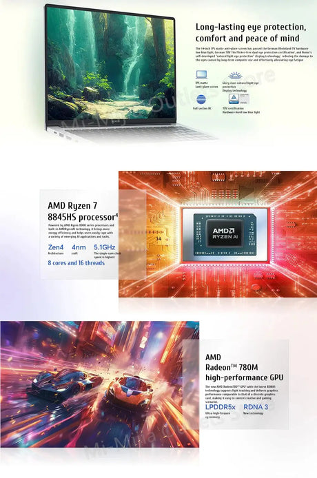 Honor X14 Plus laptop R7-8845HS Radeon 780M 16G+512GB SSD 60Hz IPS Full Eye Screen 14-inch Notebook Win11 - Lootquake