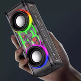 Altavoces duales Bluetooth 5.0 inalámbricos RGB1800mAh Altavoces mecánicos transparentes Efecto de luz Altavoz Subwoofer de graves Mini altavoz