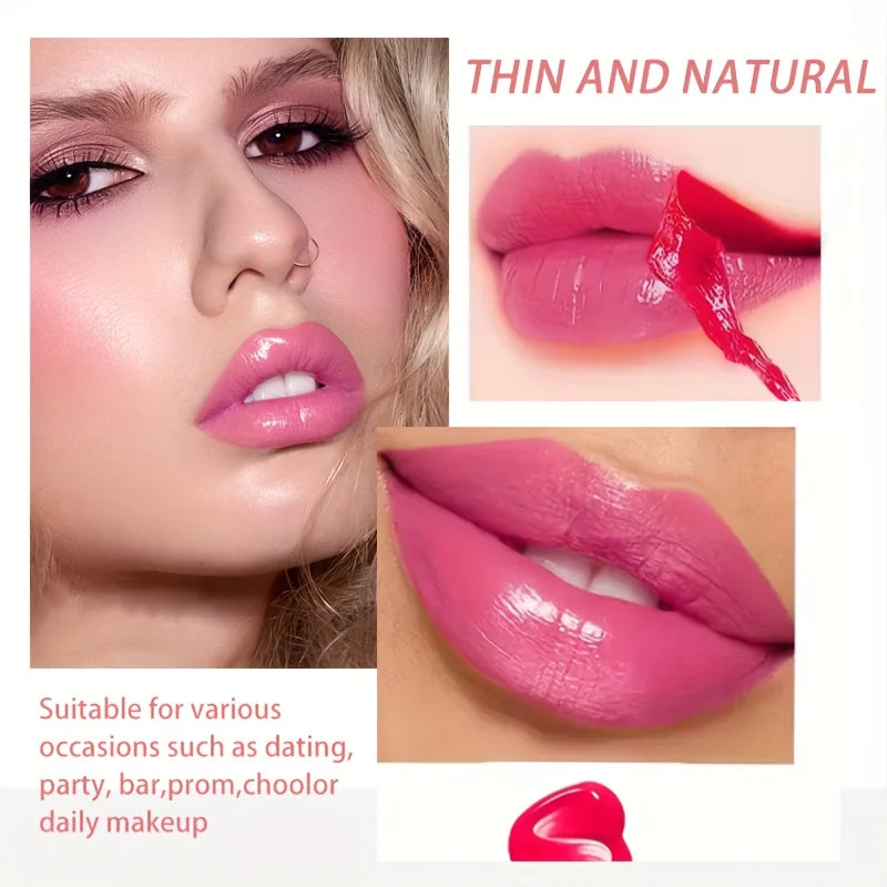 QICY Tattoo Lip Gloss Peel-Off Long-Lasting Moisturizing Liquid Lipstick with Waterproof Non-stick Cup Glossy Finish Nourishing