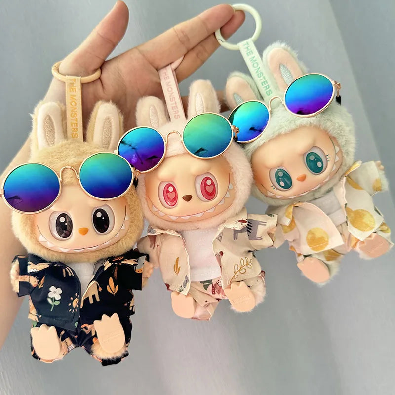Labubu Doll Clothes Beach Resort Style Overalls Labubu Idol V1 V2 Dolls Clothing Accessories 15/17cm Plush Doll Universal