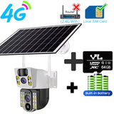 Cámara solar 4K con tarjeta SIM 4G, lente dual, 8MP, HD, visión nocturna, IP, CCTV, vigilancia, PTZ, PIR, detección humana, alarma, cámara impermeable