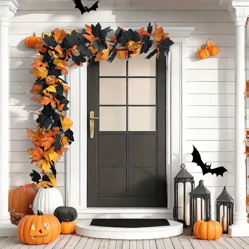 Halloween Pumpkin Cane Flying Indoor Fall Maple Leaf Garland Maple Leaf Autumn Thanksgiving Decor for Party Desk Decor