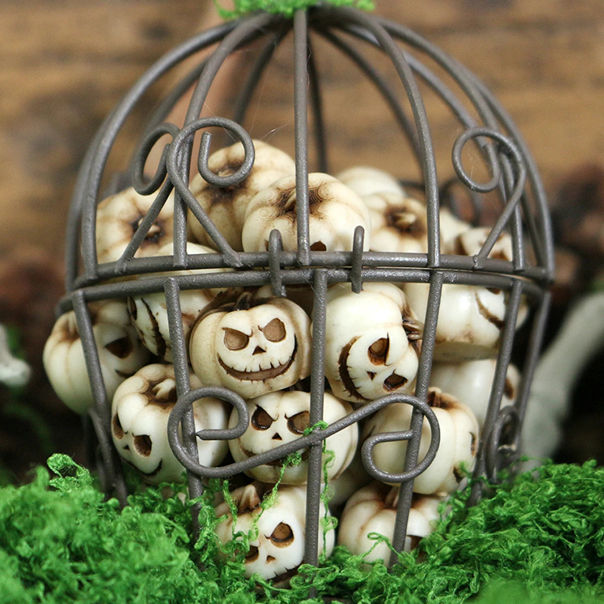 20 creative Halloween white pumpkins, outdoor garden bonsai decoration filled with pumpkin ornaments, home micro landscape decor