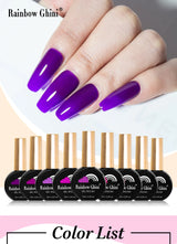 Rainbow Ghini UV LED Glitter Purple Gel Nail Polish 15ml Manicure Art Accessories Nail Glue Supplies for Professionals Varnishes