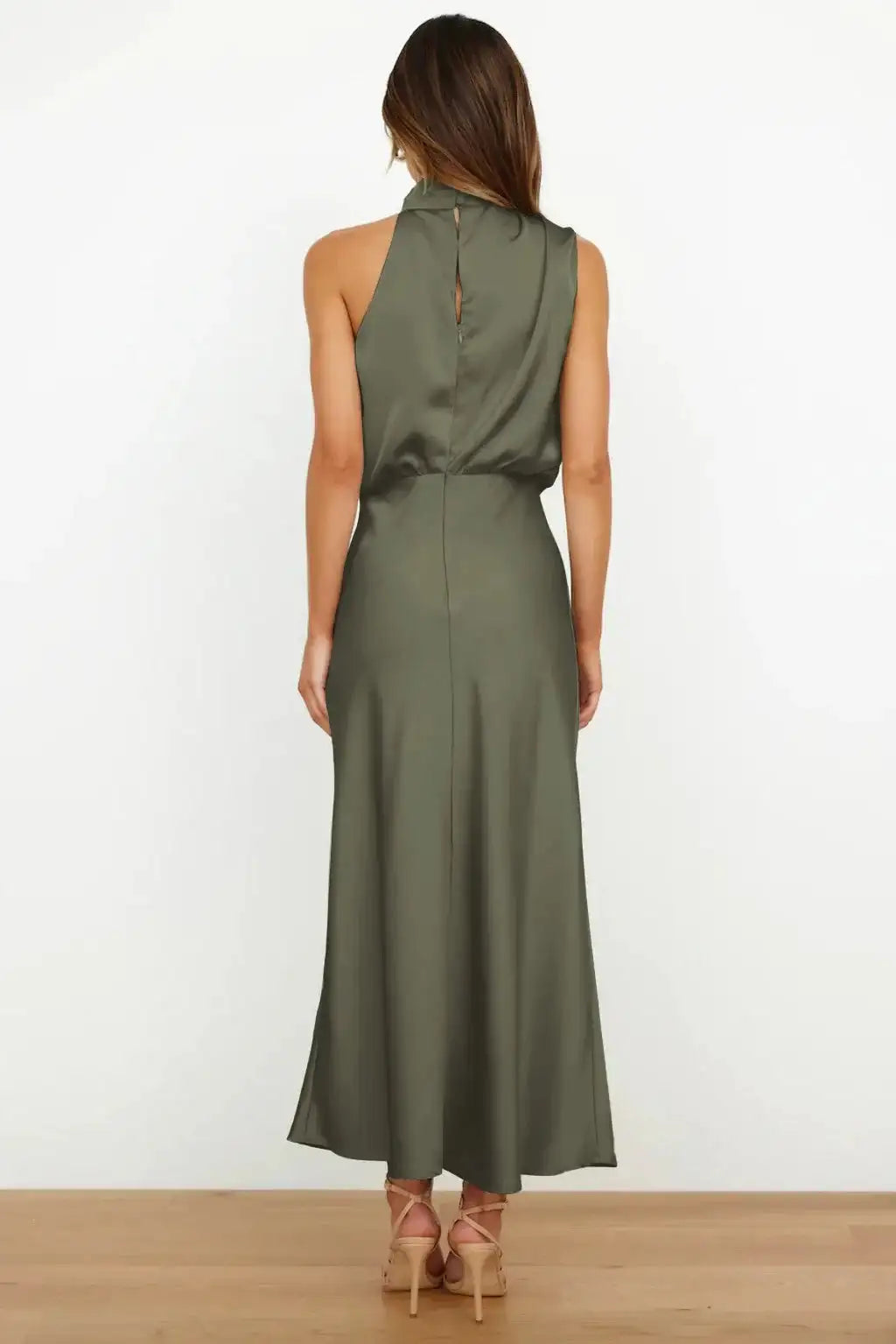 Summer High-End Silk Satin Sleeveless Long Dress Women Fashion Elegant Celebrity Dresses Evening Dress Party Clothes Ladies - Lootquake