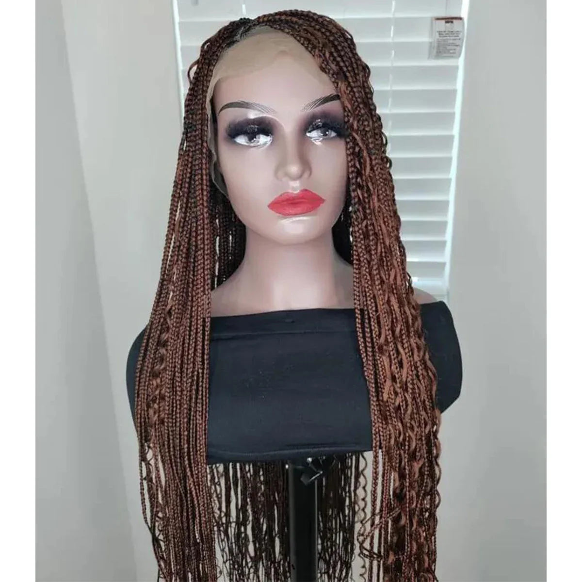 Bohemian knotless braids Full lace wig Natural black or  28"-30" Curly for black women