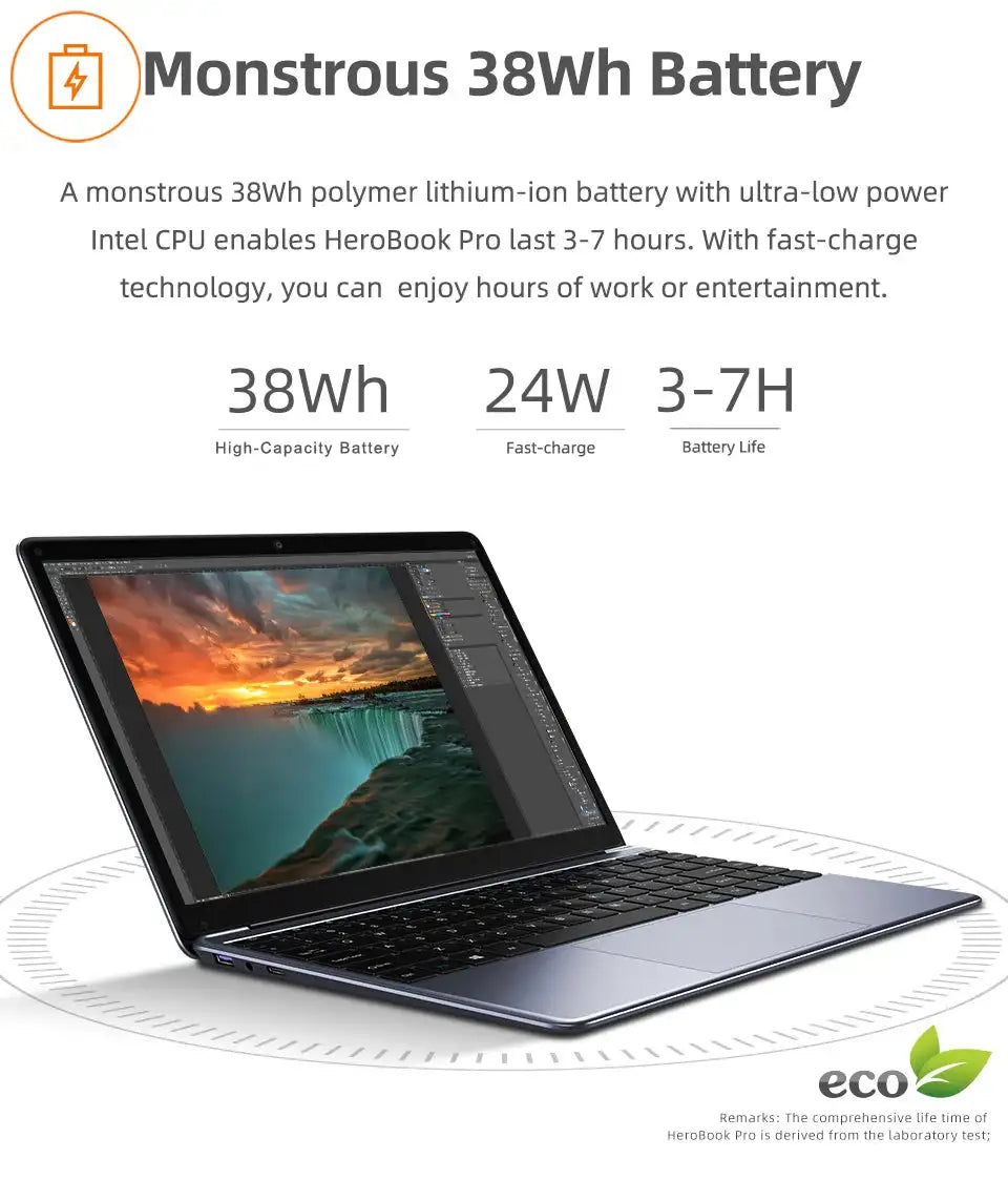 CHUWI HeroBook Pro Laptop 14.1 Inch FHD Screen Intel Celeron N4020 Dual Core UHD Graphics 600 GPU 8GB DDR4 256GB SSD Windows 11 - Lootquake