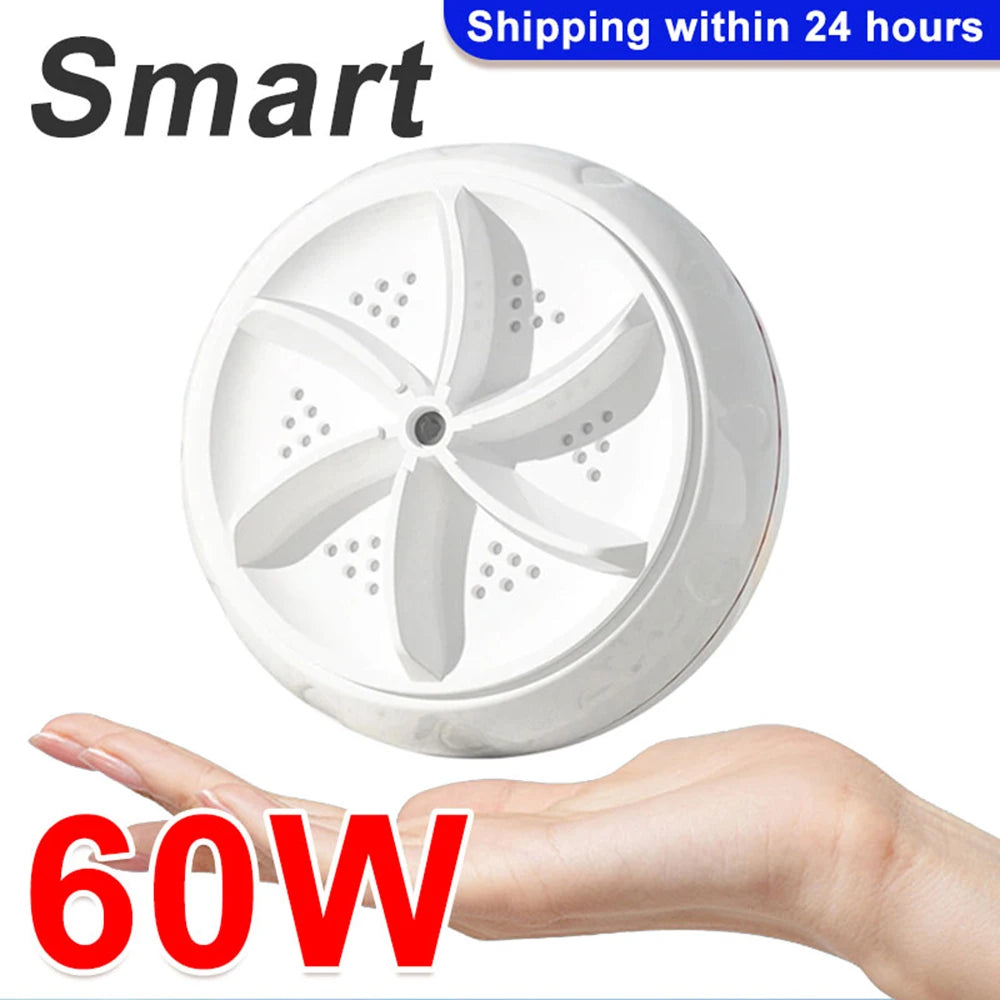 Mini lavadora portátil turbo de alta potencia de 60 W, lavadora ultrasónica para apartamentos, camping, viajes, ropa interior, calcetines, USB